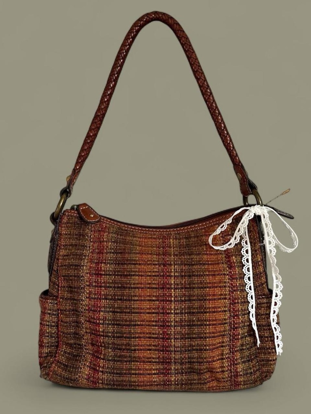 Vintage Fossil Woven Tweed Shoulder Bag